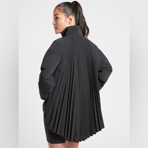 Athleta Black Pleated-Back Trench Coat